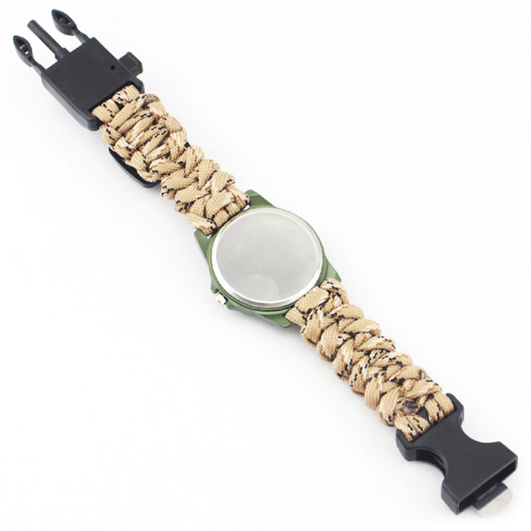CTSMART Survival Bracelet Bracelet Kit with Compass / Fire Starter / Knife / Whistle / Watch - Desert Camouflage-6