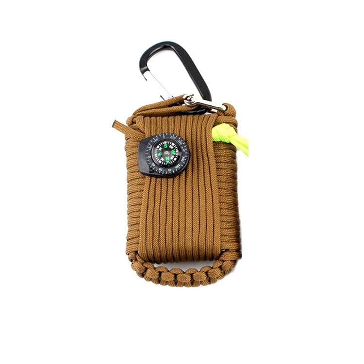 CTSMART Multi-purpose 29-in-1 Outdoor Survival Firestone Whistle Fishing Camping Set - Brown-2