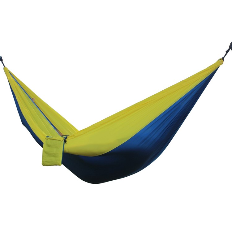 2 Persons 210T Parachute Nylon Lightweight Hammock with Strong Ropes - Yellow-green / Dark Blue-1