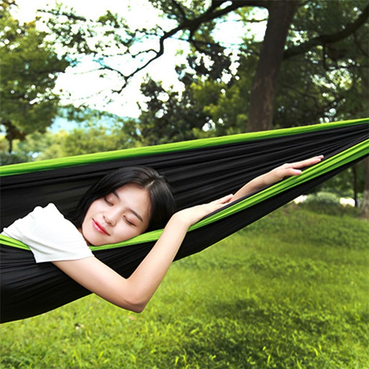 2 Persons 210T Parachute Nylon Lightweight Hammock with Strong Ropes - Yellow-green / Dark Blue-3