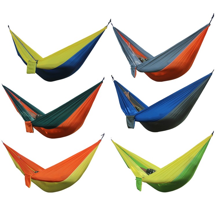 2 Persons 210T Parachute Nylon Lightweight Hammock with Strong Ropes - Yellow-green / Dark Blue-5