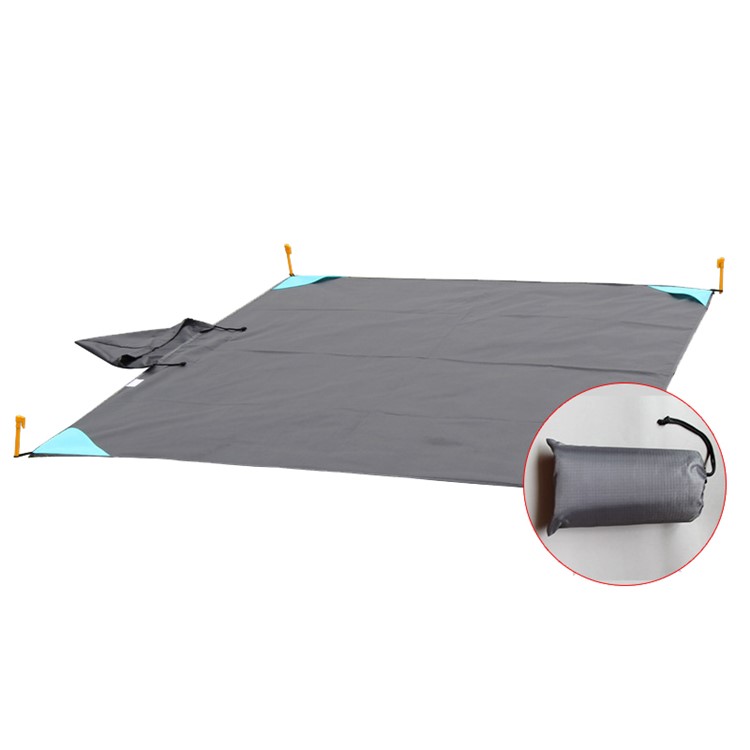 Multi-functional Hiking Camping Mat Outdoor Picnic Pad Raincoat with Hood, Size: 140x140cm - Grey-2
