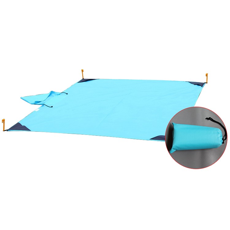 Multi-purpose Outdoor Hiking Camping Mat Picnic Pad Raincoat with Hood - Baby Blue, Size: 140x180cm-1