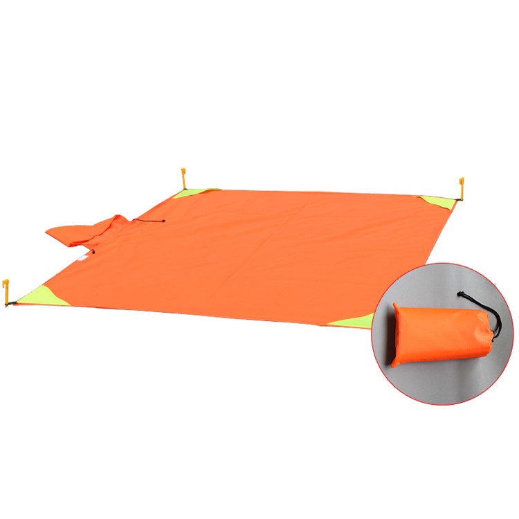 Multi-functional Waterproof Outdoor Picnic Mat Raincoat with Hood - Orange, Size: 140x200cm-1