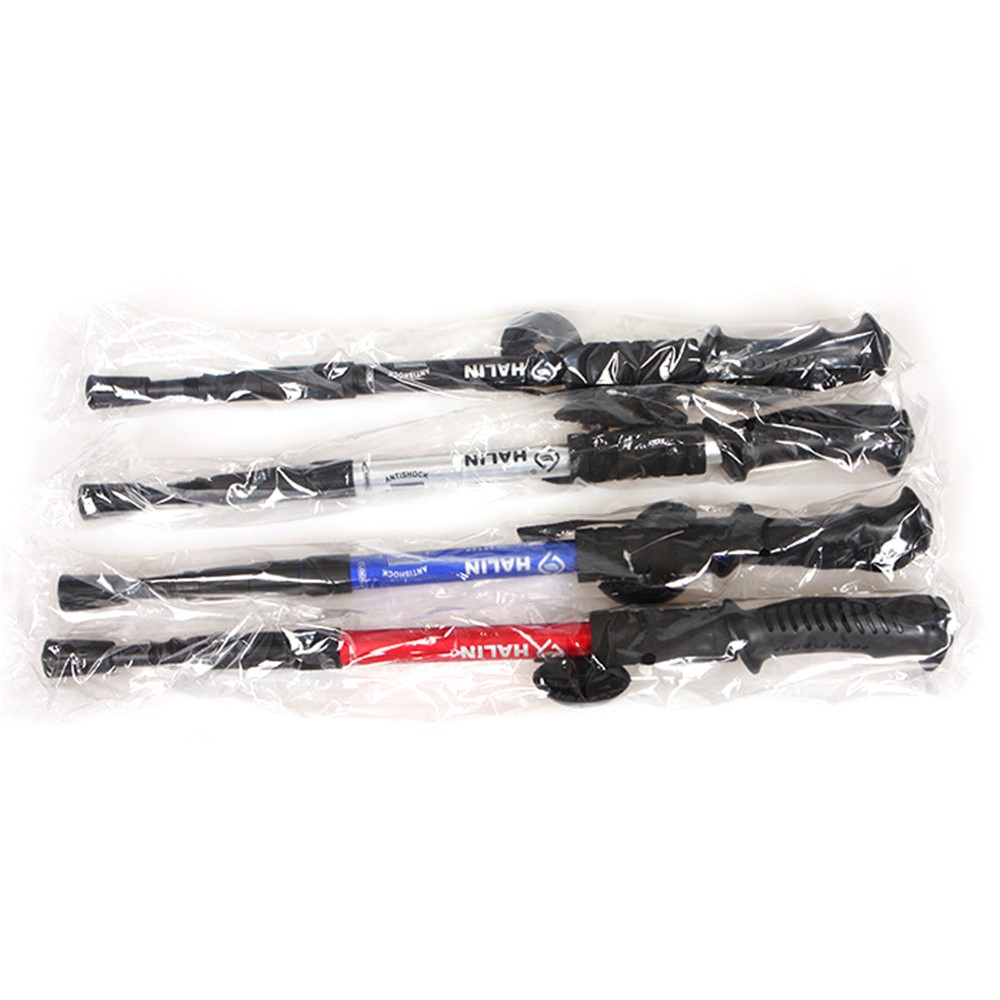 HALIN Aluminum Alloy 4 Sections Adjustable Stick Outdoor Trekking Pole - Silver-3
