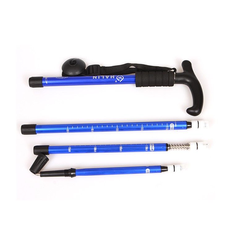 HALIN T Shape Lightweight Aluminum Alloy 4 Sections Adjustable Stick Trekking Pole - Blue-7