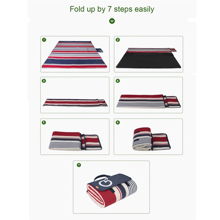 YODO Almofada De Almofada De Prova De Humidade Dobrável Resistente A Água (200 X 200cm) - Vermelho / Listras Azuis-14