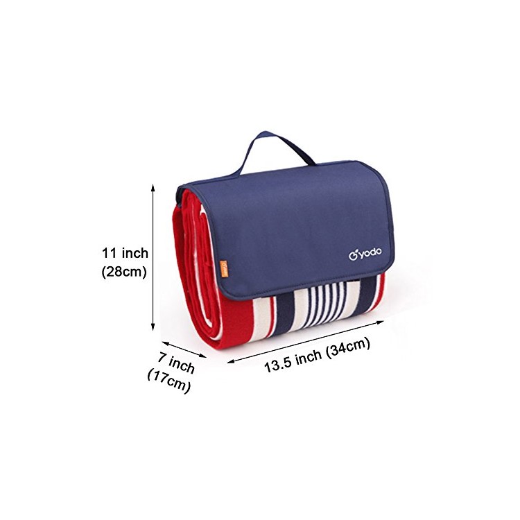YODO Almofada De Almofada De Prova De Humidade Dobrável Resistente A Água (200 X 200cm) - Vermelho / Listras Azuis-5