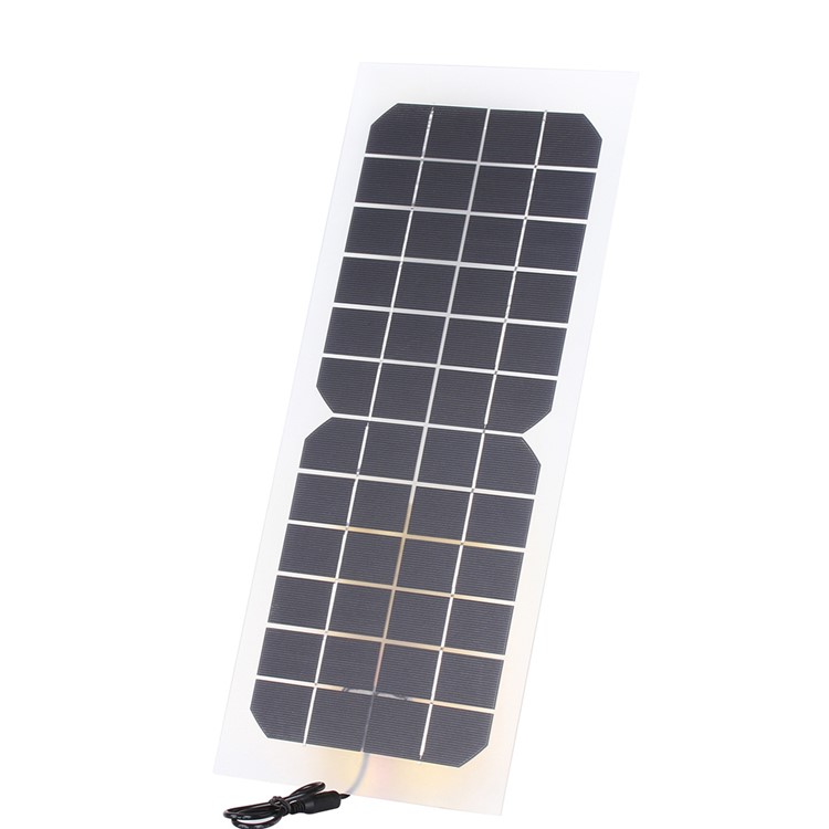 SUNWALK 10W 12V Monocrystalline Semi-flexible Silicon Solar Panel with 2.1mm x 5.5mm DC Plug and DC Cable, 440 x 190 x 5mm-1