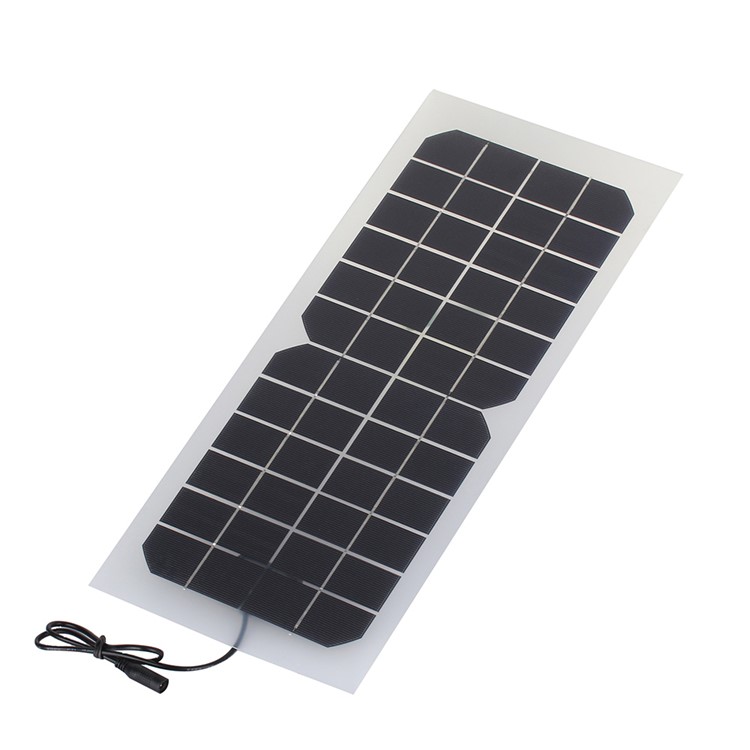 SUNWALK 10W 12V Monocrystalline Semi-flexible Silicon Solar Panel with 2.1mm x 5.5mm DC Plug and DC Cable, 440 x 190 x 5mm-1