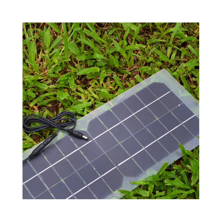 SUNWALK 10W 12V Monocrystalline Semi-flexible Silicon Solar Panel with 2.1mm x 5.5mm DC Plug and DC Cable, 440 x 190 x 5mm-1