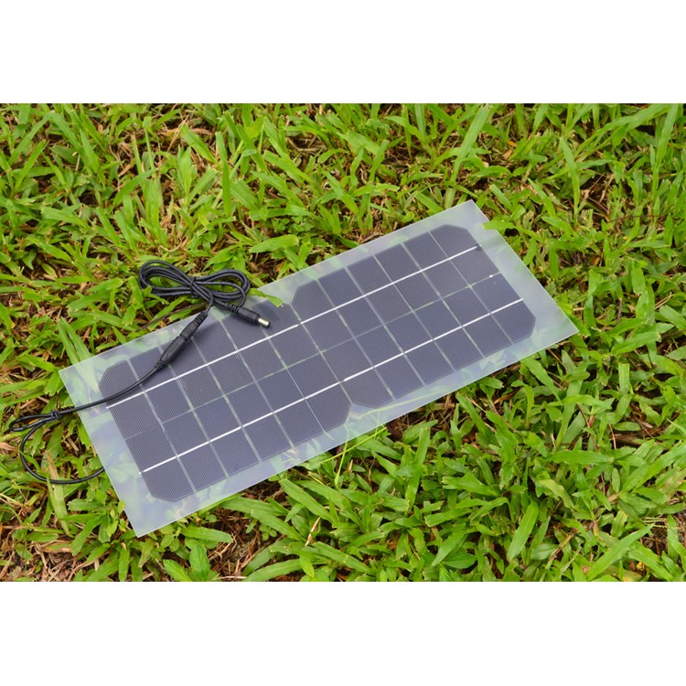 SUNWALK 10W 12V Monocrystalline Semi-flexible Silicon Solar Panel with 2.1mm x 5.5mm DC Plug and DC Cable, 440 x 190 x 5mm-1