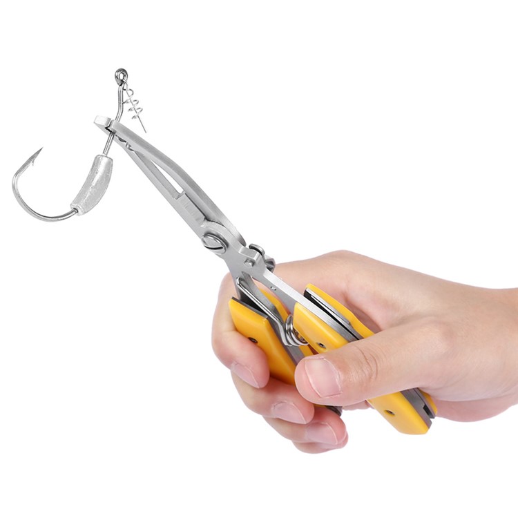 MPE10 Compact Lightweight Fish Hook Remover Fishing Line Cutter Fishing Pliers - Yellow-2