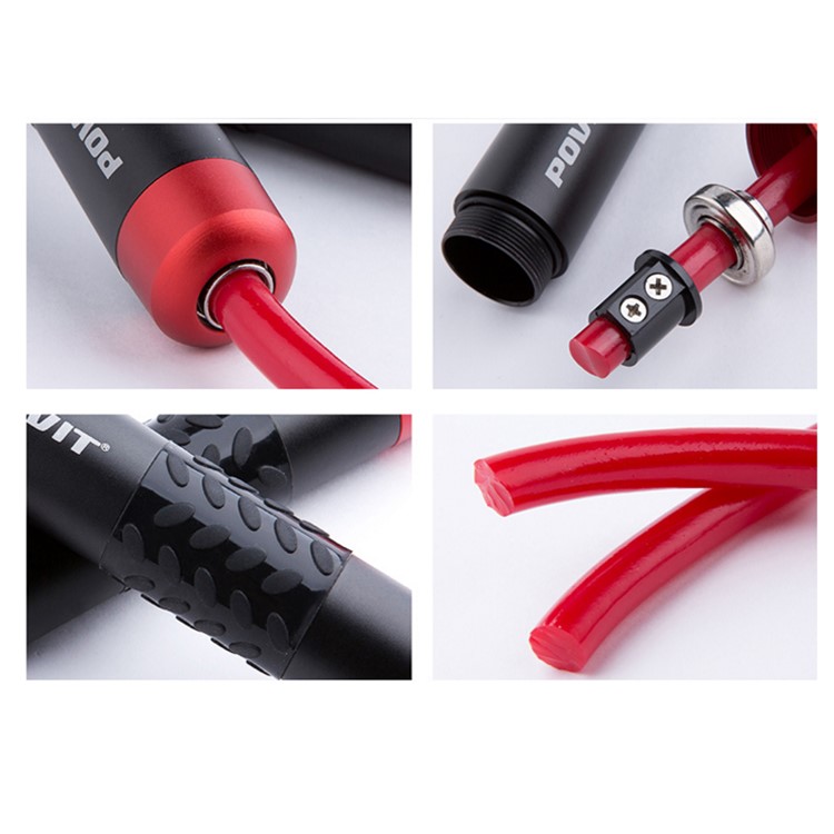 POVIT Heavy Bearing Skipping Rope Aluminium Handle Bold PVC Rope Crossfit Gym Exercise Jump Rope - Red-3