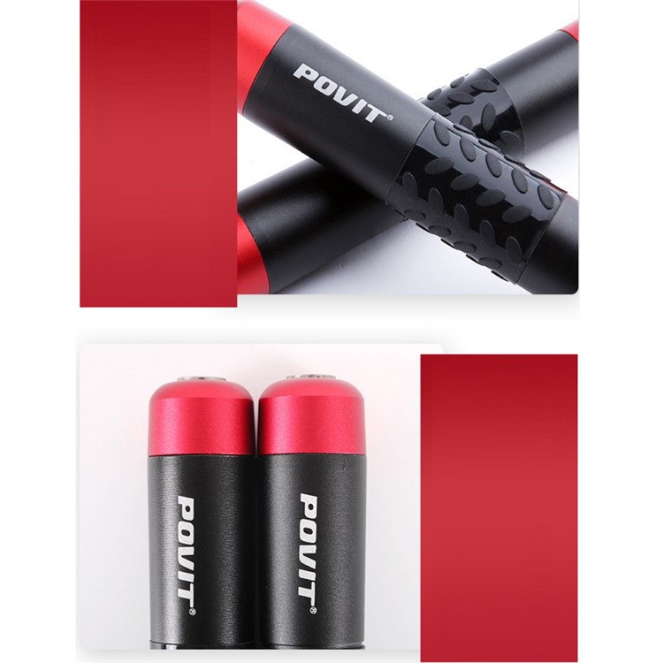 POVIT Heavy Bearing Skipping Rope Aluminium Handle Bold PVC Rope Crossfit Gym Exercise Jump Rope - Red-4