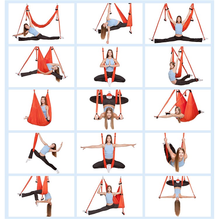 Yoga Flying Swing Anti-gravity Yoga Hammock Body Building Fitness Equipment - Orange-4