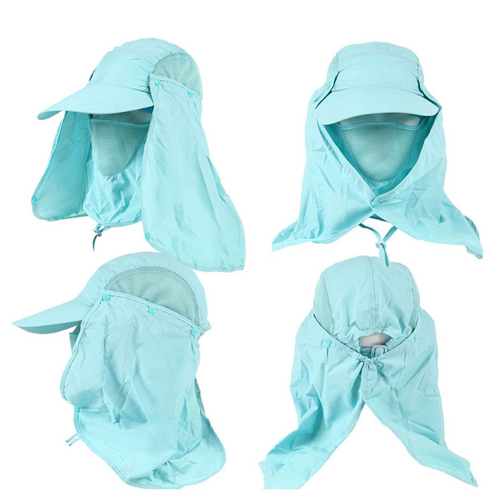 AOTU AT8712 Outdoor Big Wide Brim Face Neck Cover Detachable Sun Hat Cap - Baby Blue-2