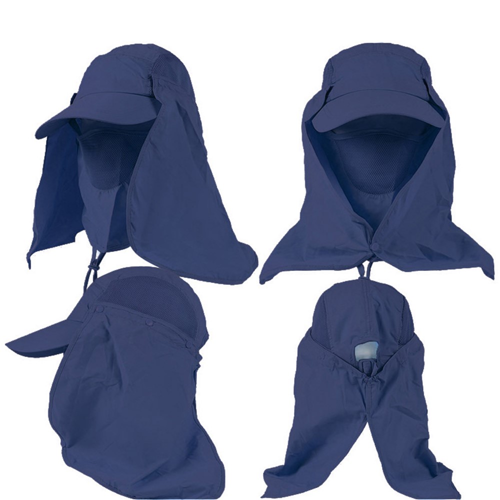 AOTU AT8712 Breathable 360° Protection Sun Cap Outdoor Wide Brim Face Neck Cover Flap Sun Hat - Dark Blue-2