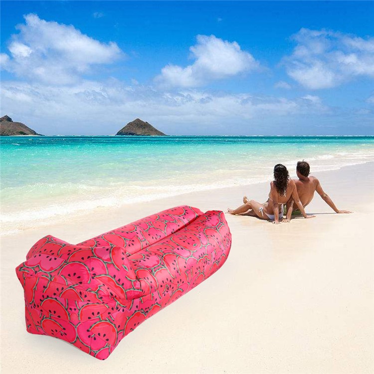 Beach Camping Rest Inflatable Air Sofa Couch Lazy Bag Square Side - Red-1