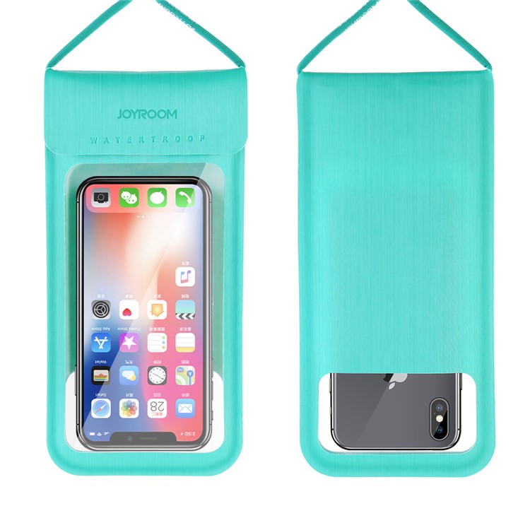 

JOYROOM CY701 TPU + PU Leather Sport Mobile Phone Case Waterproof Smartphone Bag Case with Lanyard for iPhone Samsung Huawei etc. - Blue
