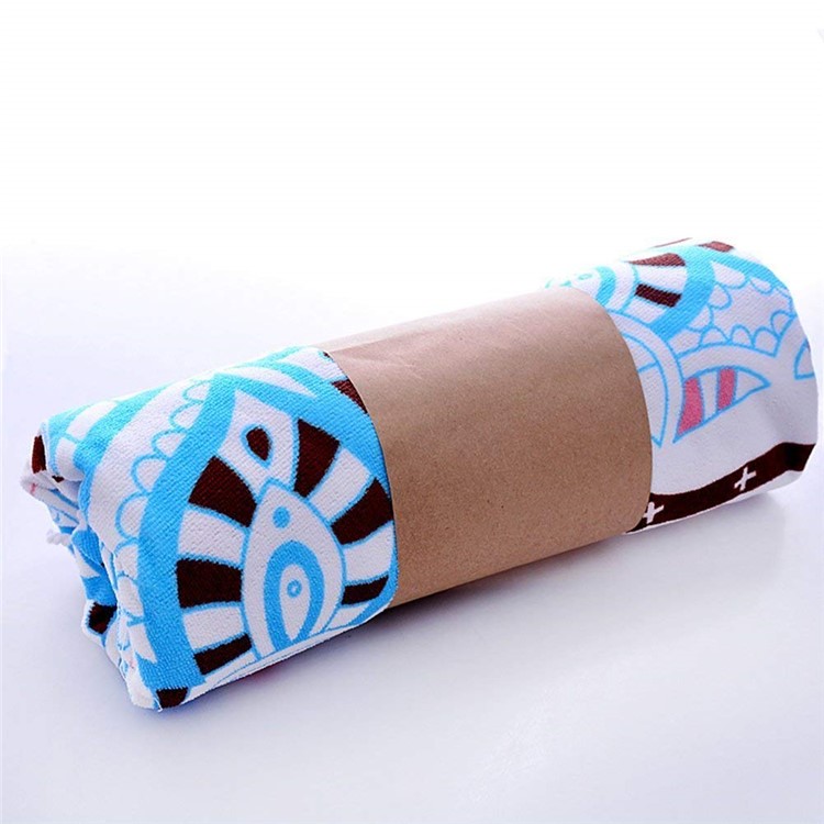 Round Printed 150cm Sandy Swimming Beach Shawl Cover with Tassels for Women - Pink and Blue Pattern Printing-5