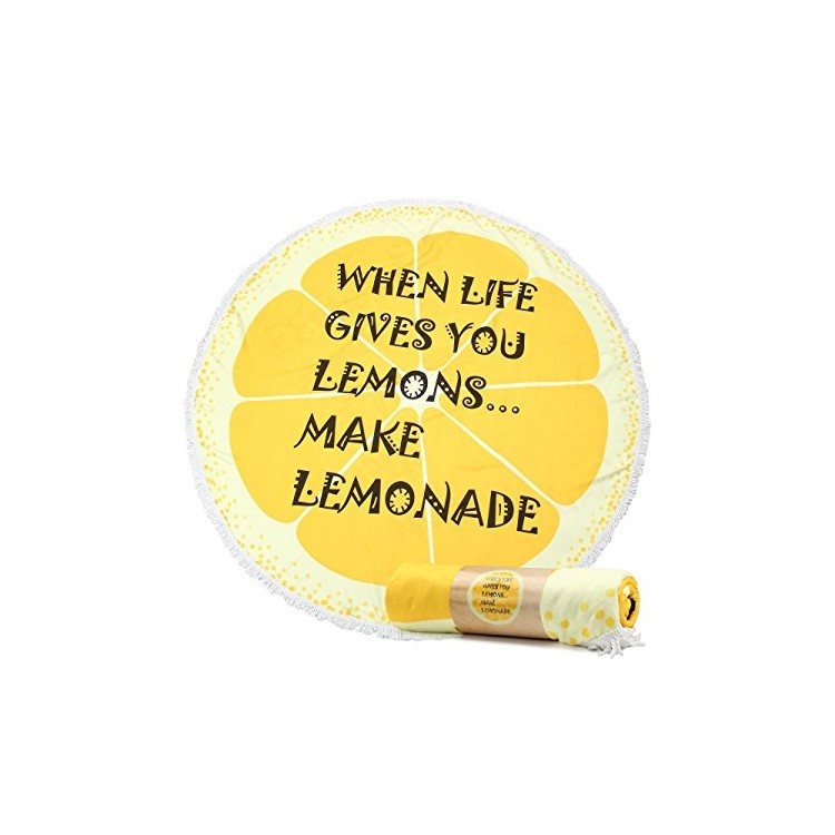 Pretty Printed 150cm Round Bath Towels with Tassels Beach Towel - Greeting Words-3