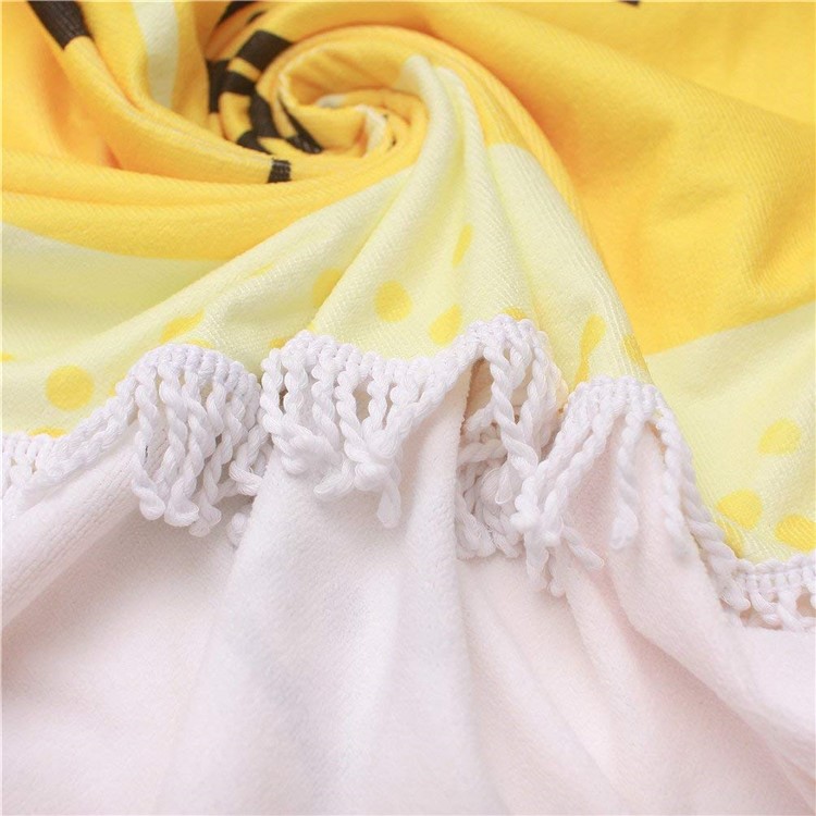 Pretty Printed 150cm Round Bath Towels with Tassels Beach Towel - Greeting Words-6