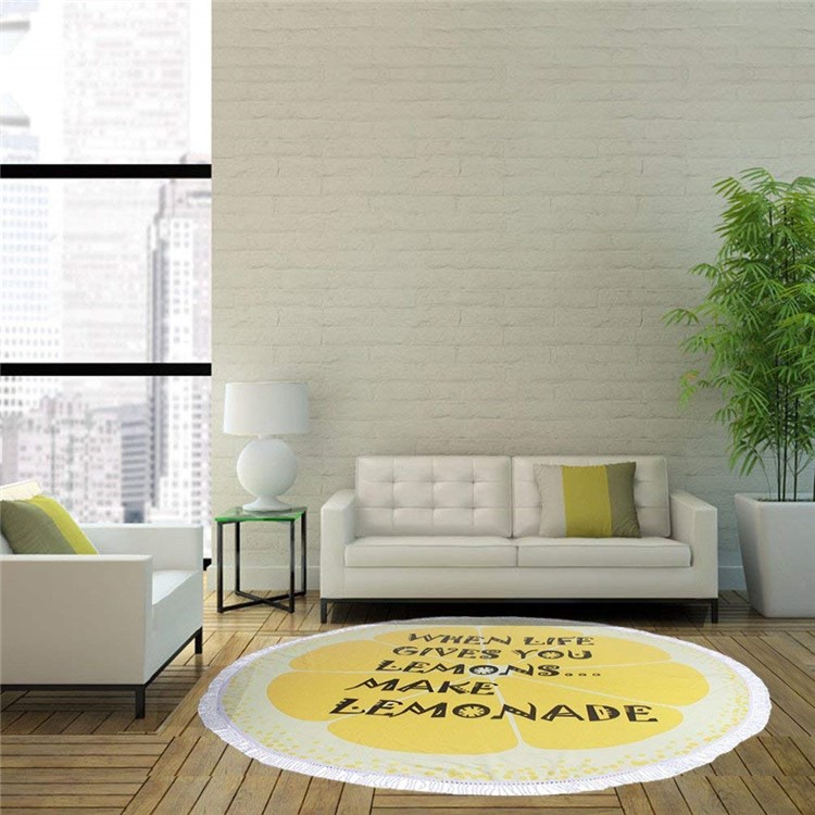Pretty Printed 150cm Round Bath Towels with Tassels Beach Towel - Greeting Words-8