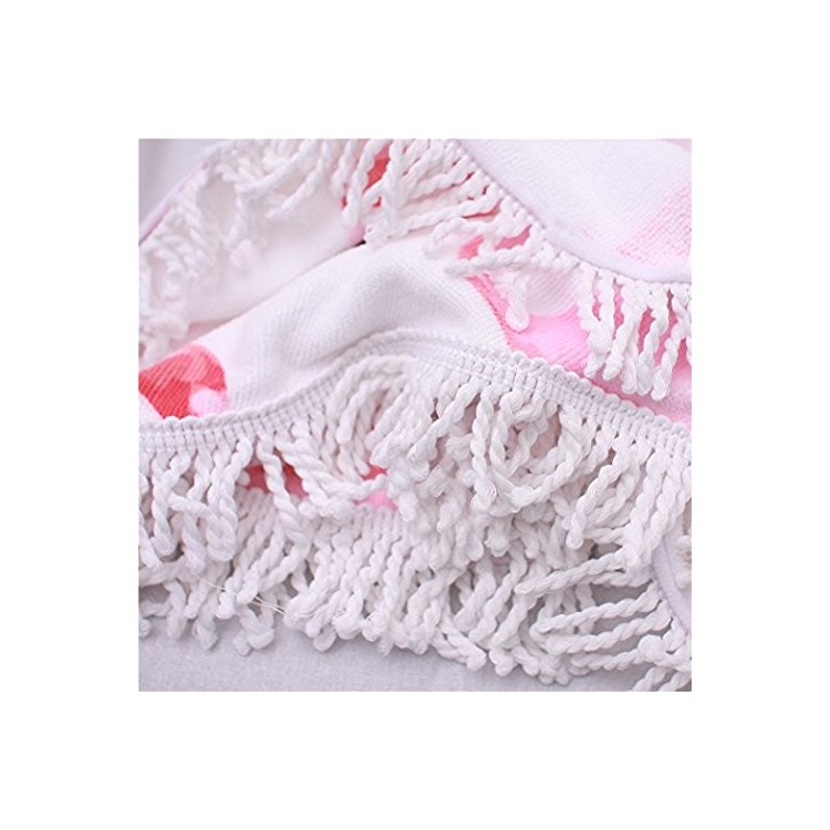 Fashionable Printed 150cm Round Bath Towels with Tassels Beach Towel - Flamingo-7