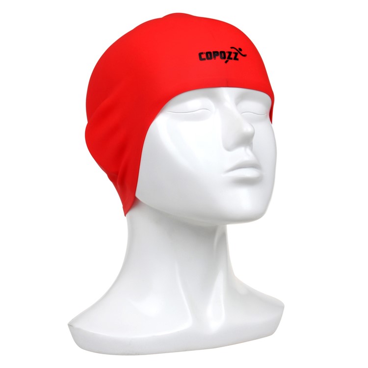 red swimming hat