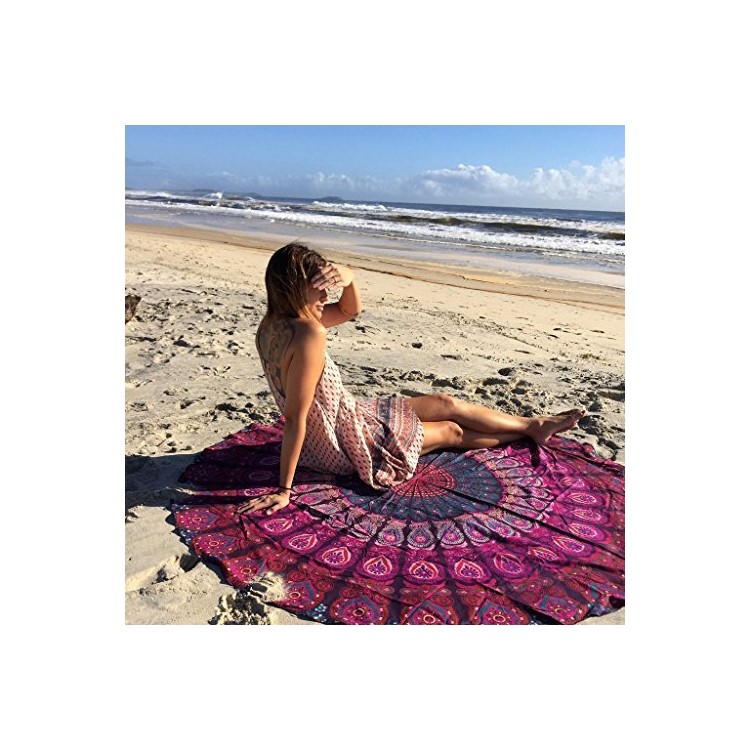 150cm Mandala Roundie Polyester Beach Towel Shawl Tapestry - Style E-1