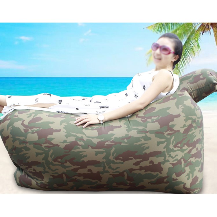 GOLDEN TAI Portable Air Inflation Sofa Couch Bag + Pillow for Beach Camping Rest - Camouflage-2