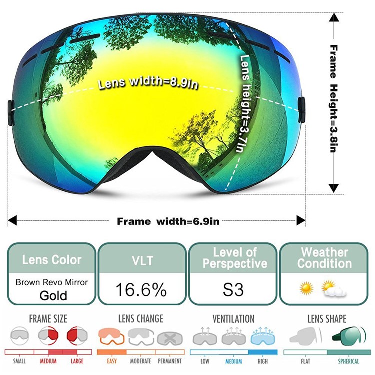 COPOZZ 4-lens Goggles Set Snowmobile Snowboard Skate Ski Goggles Anti-Fog UV Glasses with Detachable Lens - Black-15