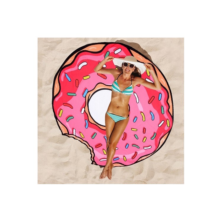 Doughnut Printed Beach Towel Summer Sun-proof Scarf Shawl for Women-1
