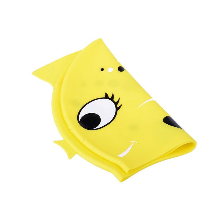 Children Swimming Cap Cartoon Fish Shape Elastic Silicone Swim Cap - Yellow-5