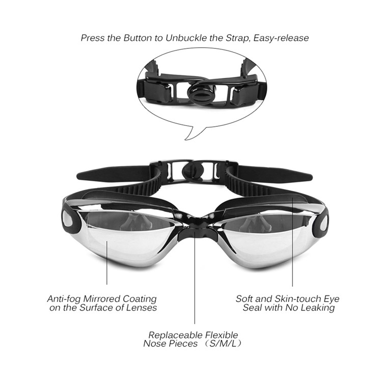 Anti-Fog Shatterproof UV Protection Swimming Goggles Electroplated Swim Goggles for Adults-7