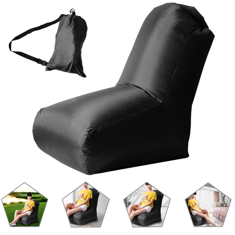 Air Sofa Couch Inflatable Air Bag for Beach Camping Rest - Black-1