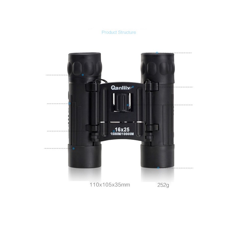 QANLIIY 16X25 Portable Binoculars Telescope BAK-4 Prism Spotting Scope-11