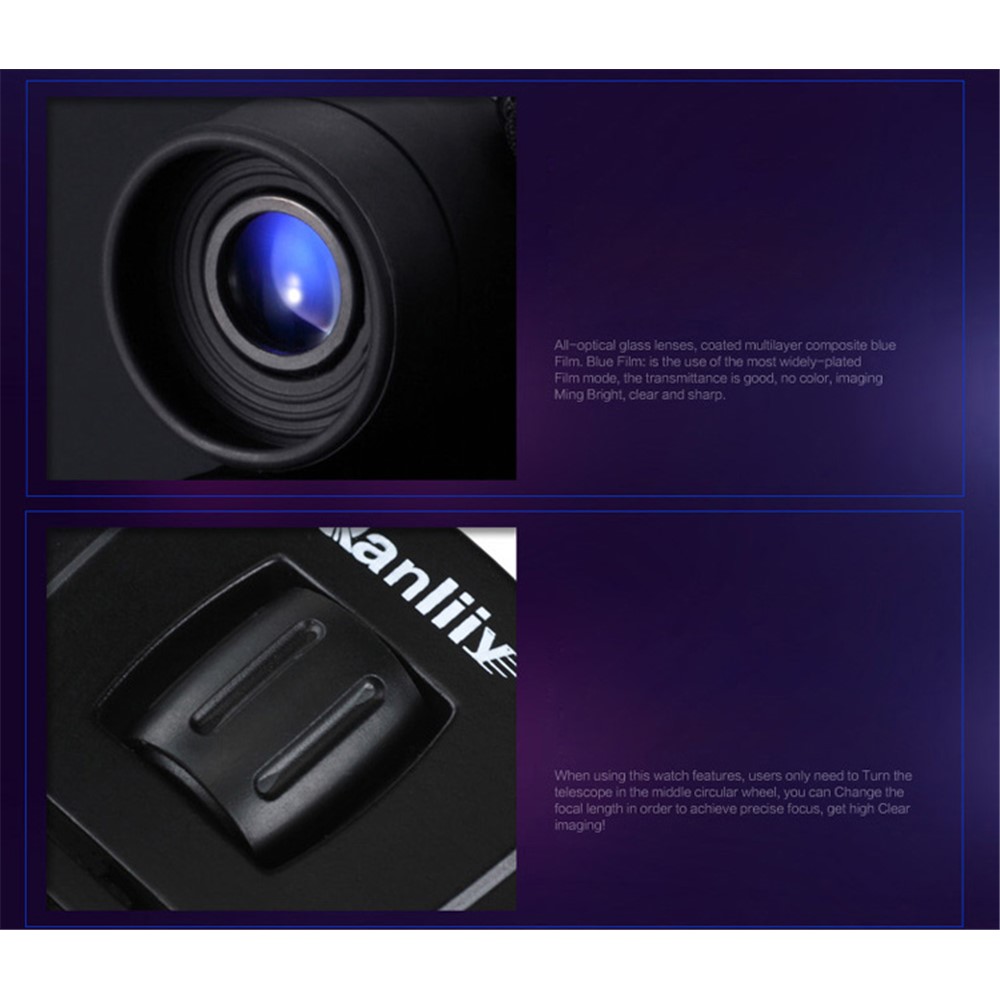 QANLIIY 20X22 Mini HD Binoculars Portable BAK-4 Prism Telescope Spotting Scope - Black-3