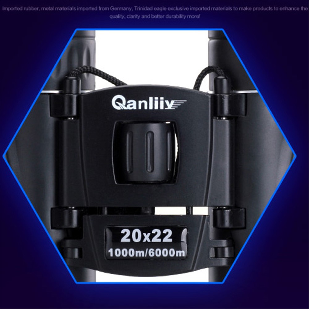 Qanliiy 20x22 Mini hd Binóculos Portátil Bak-4 Pism Telescópio Escopo - Preto