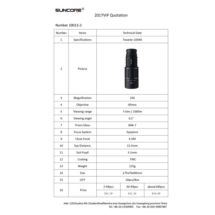 SUNCORE Traveler 10x40 High Definition Monocular with BAK7 Prisms Telescope for Outdoor Birding Travelling Sightseeing Hunting - Black-6