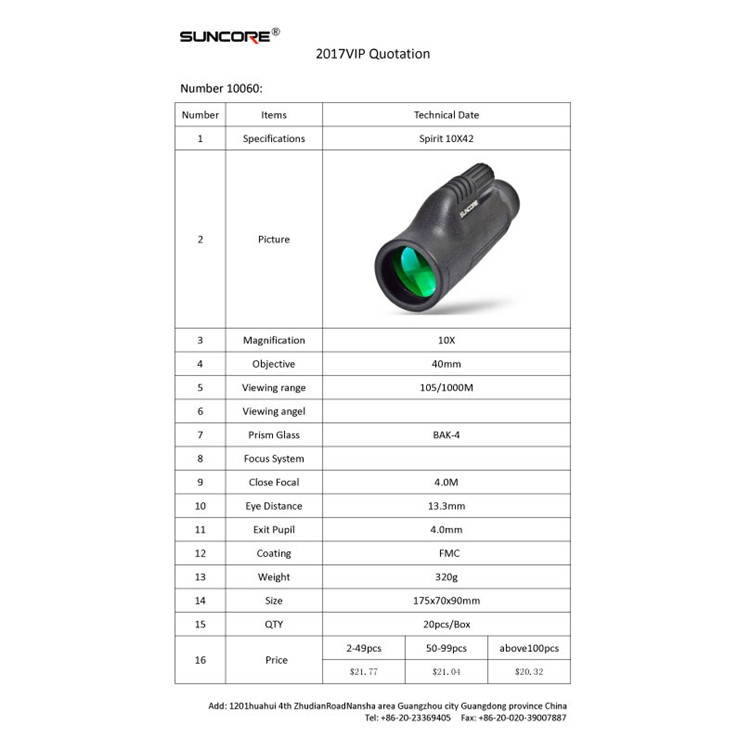 SUNCORE Spirit 10x42 High Power Single Monocular Telescope - Black-6