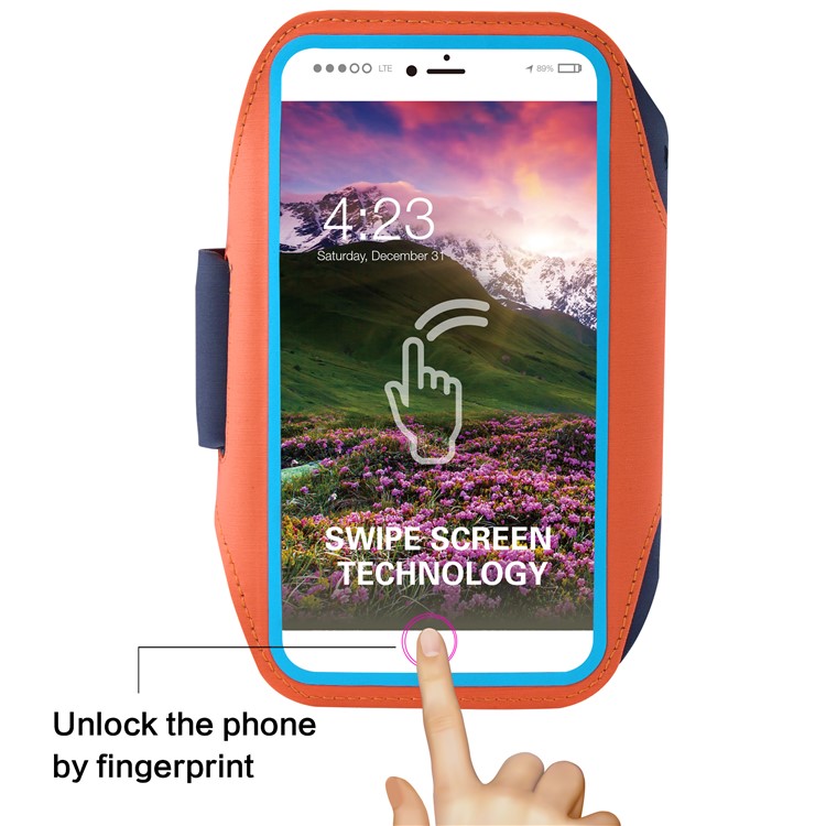 BDD-061Z Fingerprint to Unlock Swipe Screen Sports Armband Case for iPhone 7 6s 6 4.7 inch - Orange-3