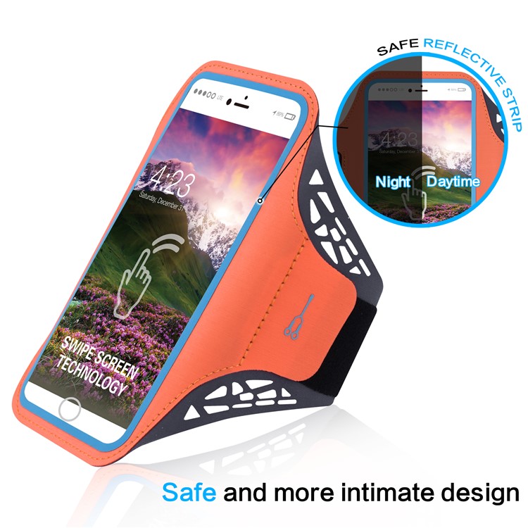 BDD-061Z Fingerprint to Unlock Swipe Screen Sports Armband Case for iPhone 7 6s 6 4.7 inch - Orange-5