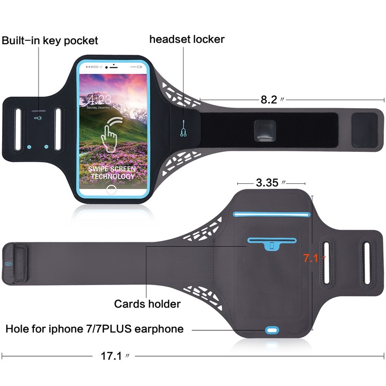 BDD-061Z Fingerprint to Unlock Ultra-thin Sports Armband Case for iPhone 8/7 6s 6 4.7 inch - Black-2