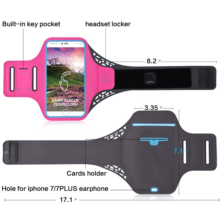 BDD-061Z Fingerprint to Unlock Sports Armband Case Pouch for iPhone 8/7 6s 6 4.7 inch - Rose-2