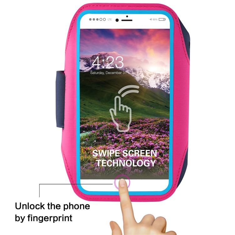 BDD-061Z Fingerprint to Unlock Sports Armband Case Pouch for iPhone 8/7 6s 6 4.7 inch - Rose-3