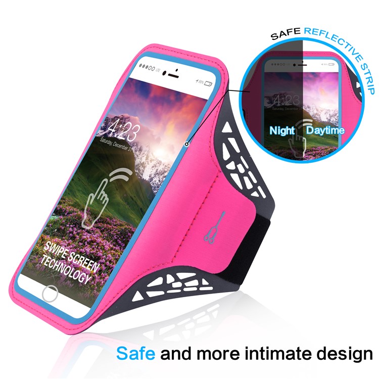 BDD-061Z Fingerprint to Unlock Sports Armband Case Pouch for iPhone 8/7 6s 6 4.7 inch - Rose-5