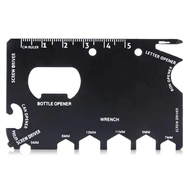 2Pcs Card Type Stainless Steel Multifunctional EDC Tool Hex Wrench / Ruler / Bottle Opener-1