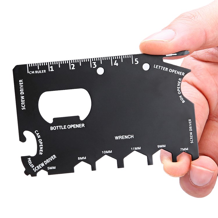 2Pcs Card Type Stainless Steel Multifunctional EDC Tool Hex Wrench / Ruler / Bottle Opener-3